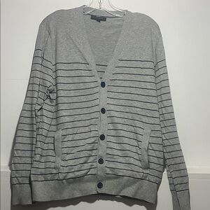 Banana Republic Gray and Black Striped Cardigan